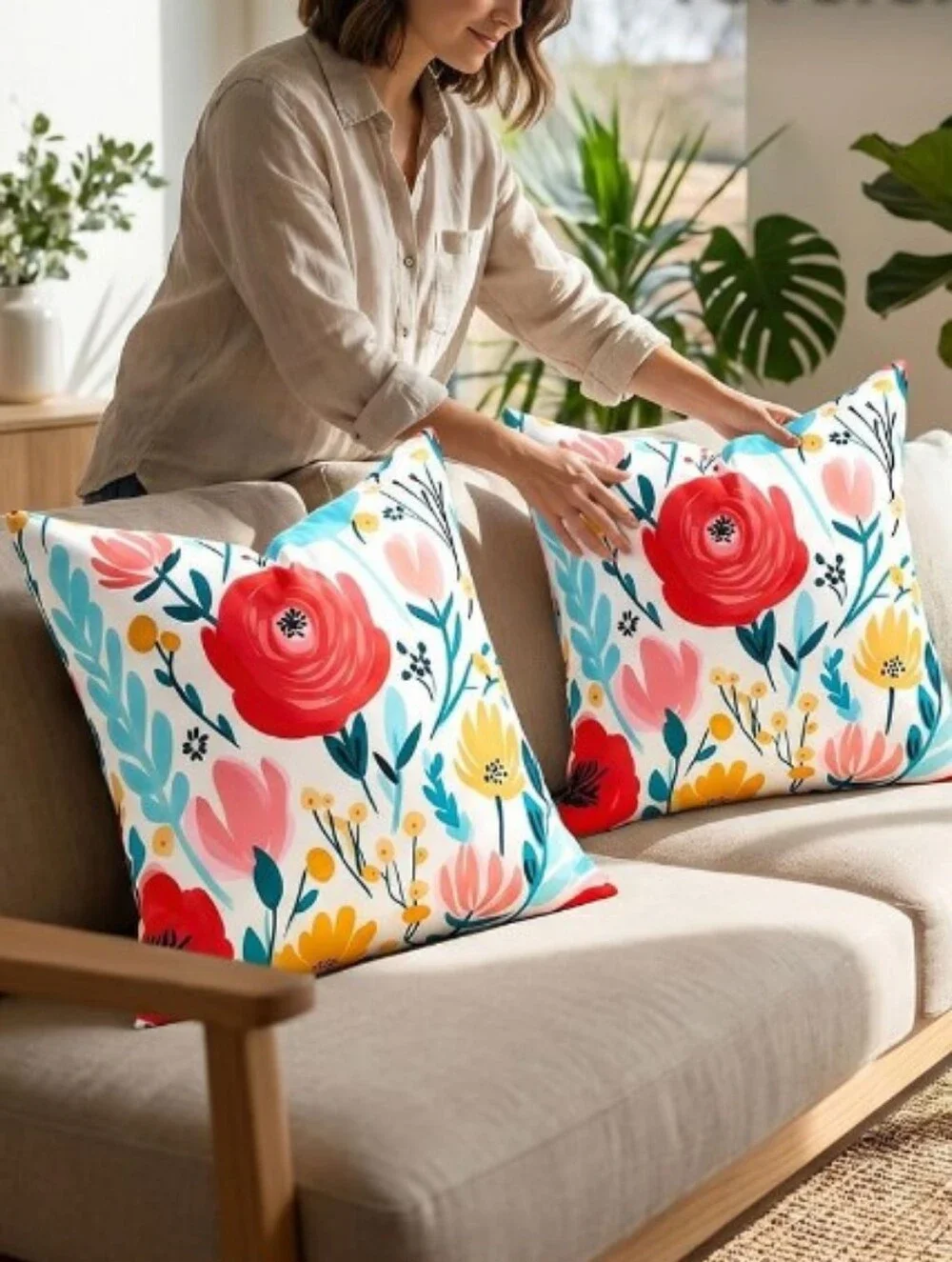 NEW! Vibrant Floral Indoor/Outdoor Pillow Covers Set Of 2